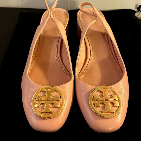 Tory Burch Benton 45mm Slingback Heels – Seashell Pink - Picture 1 of 5